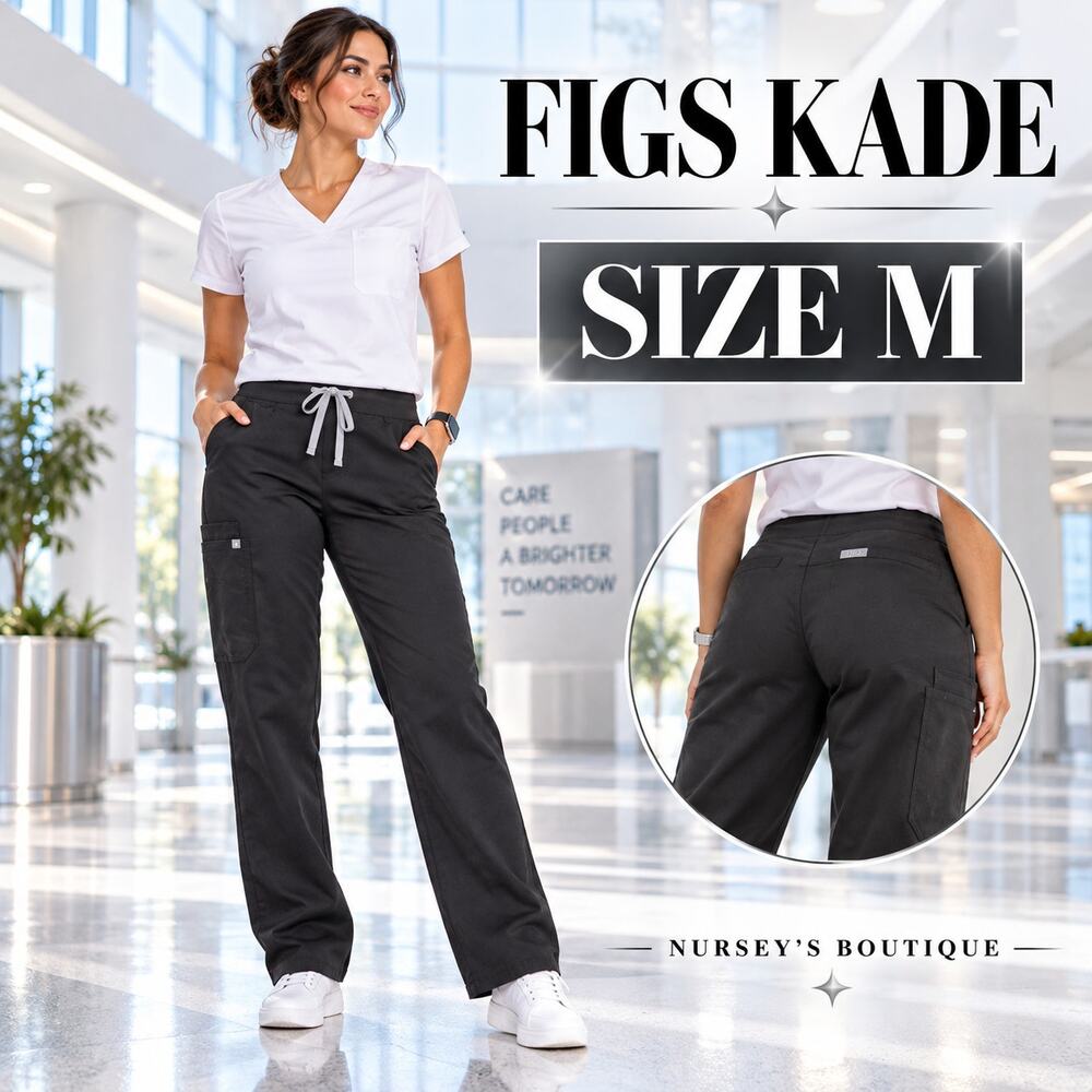 FIGS Kade Cargo Scrub Pants Womens M Black Straight Leg T21004